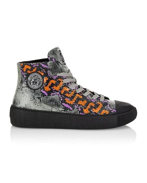 versace snake skin shoes|Versace high top sneakers.